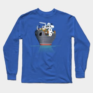 Cartoon cargo ship Long Sleeve T-Shirt